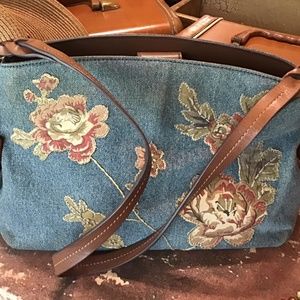 Fossil Denim with Floral Appliqué Purse